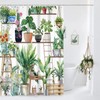 Yanutan Bohemian Plant Shower Curtain, Spring Green Plants Flower Shower