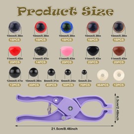 Safety Eye Making Kit, Safety Eye Snapper Crochet Tool with Various Stuffed Animals Crochet Eyes, Noses and Washers Auxiliary Pliers for Amigurumi 5-30mm Toy Making Supplies