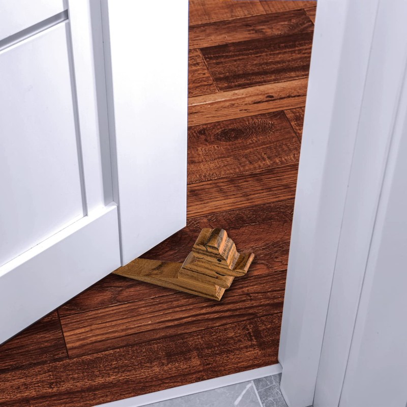 Door Stopper Wooden Hand Carved Wedge Decorative Door Stop for