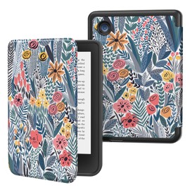 MoKo Case Compatible with Kobo Clara BW 2024 / Clara Colour 2024 / Clara 2E 6 Inch 2022, Ultra Slim Lightweight TPU Protective Smart Cover with Auto Sleep/Wake, Blue Leaf Ruffles