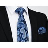 Enlision Men's Ties and Pocket Square Cufflink Set Navyblue Paisley
