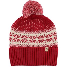 Minus33 Midweight Everyday Knit Cuff Pom Beanie - 100% Merino Wool - Winter Pom Pom Hat - True Red Natural Cream Snowflake - One Size
