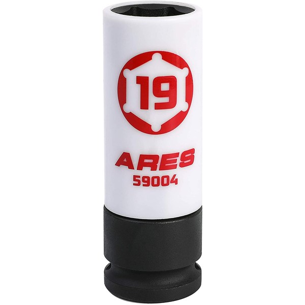 ARES 59004-19mm 1/2-Inch Drive Non-Marring Impact Lug Nut Socket - Protective Sleeve Prevents Damage to Custom Rims & Lug Nuts - Color Coded & Laser Etched for Easy Identification