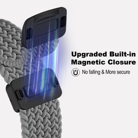 Oanux 18mm Magnetic Braided Compatible with Garmin Venu 3s 41mm Watch Band/Vivoactive 4s/Venu 2s/Vivomove 3s/Forerunner 255S/Forerunner 265S, Elastic Nylon Soft Sport Stretchy Strap for Women Men