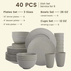 Homienly 40-Piece Wheat Straw Dinnerware Sets