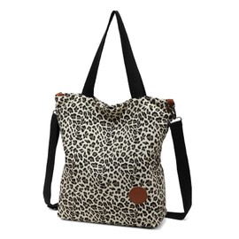 JANSBEN Women's Canvas Handbag Shoulder Bag Casual Multifunctional Shoulder Bags Large for Work School Shopper Casual Daily, leopard, vintage