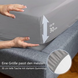 LuxClub Fitted Sheet Brushed Polyester Microfibre Fitted Sheet (Light Grey, 140 x 200 cm)