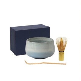 World Create Indigo Flower Hasamiyaki Matcha Set of 3 White Silver Size: Approx. W5.3 x D8.9 x H3.3 inches (13.5 x 20 x 8.5 x 14979 mm)