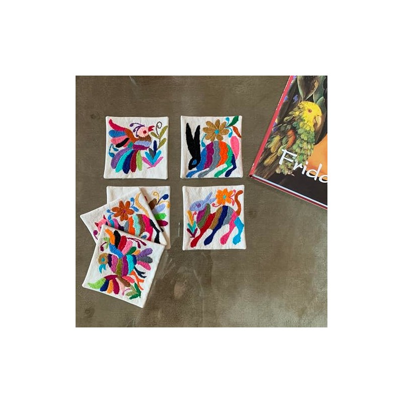 Two Sisters Juego de 6 Portavasos, Variados Dibujos Bordado a