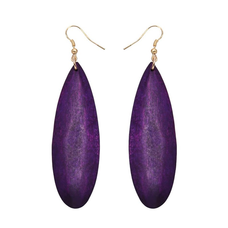 Bohemian Geometric Natural Wooden Earrings Dangle Lightweight Teardrop African Ethnic