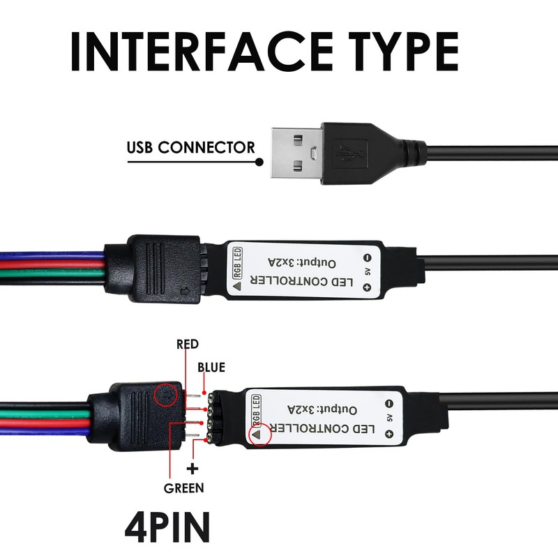 LANAFAY 5V-24Keys USB IR RGB Strips Controller 16 Colors 5