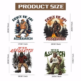 SUPERDANT 4PCS Don't be an Assquatch Iron on Decals for Clothing Wild Gorilla Heat Transfer Stickers Iron on Patches for DIY Clothes Funny Clothes Decoration Transfers for Hoodies T-Shirt Jacket