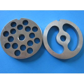 Size #12 COMBO set making sausage with your meat grinder. Includes 3/8" sausage grind AND the 2-hole stuffer plate. Fits Cabelas LEM Weston and others. 100% Stainless Steel