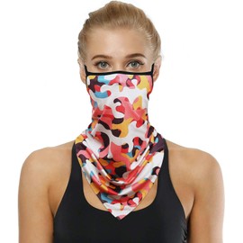 Arawell Face Bandana Neck Gaiter Mask with Ear Loops for Men Women Motorcycle Balaclava Cover