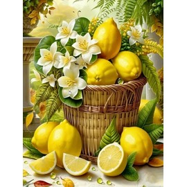 CHWGLFGG 5D Diamond Art Kits for Adults Beginners, Lemons Diamond Painting Kits, DIY Full Round Drill Paint by Diamonds Dot Gem Art for Adults, Home Wall Decor 12x16 Inch