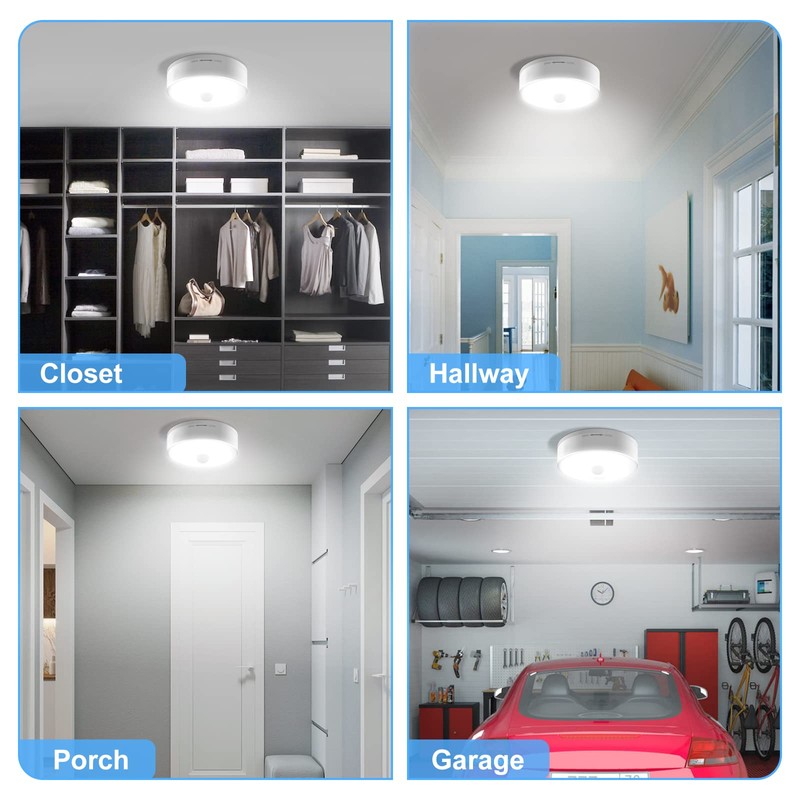 Youtob Battery Powered Motion Sensor Ceiling Light, Battery Operated LED