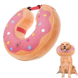 LittleBean Inflatable Collar Dog Cat Protective Collar for Pets Dog Collar Lick Protection for Recovery After Surgery or Wounds (Pink Donuts, [Neck: 16 - 18.5 "] XL)
