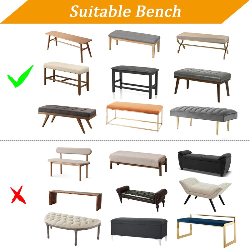 YISUN Leather Dining Room Bench Covers, Stretch Spandex Upholstered Bench