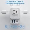 Enchufe Regleta Multicontacto Triple Portatil Con 4 Usb