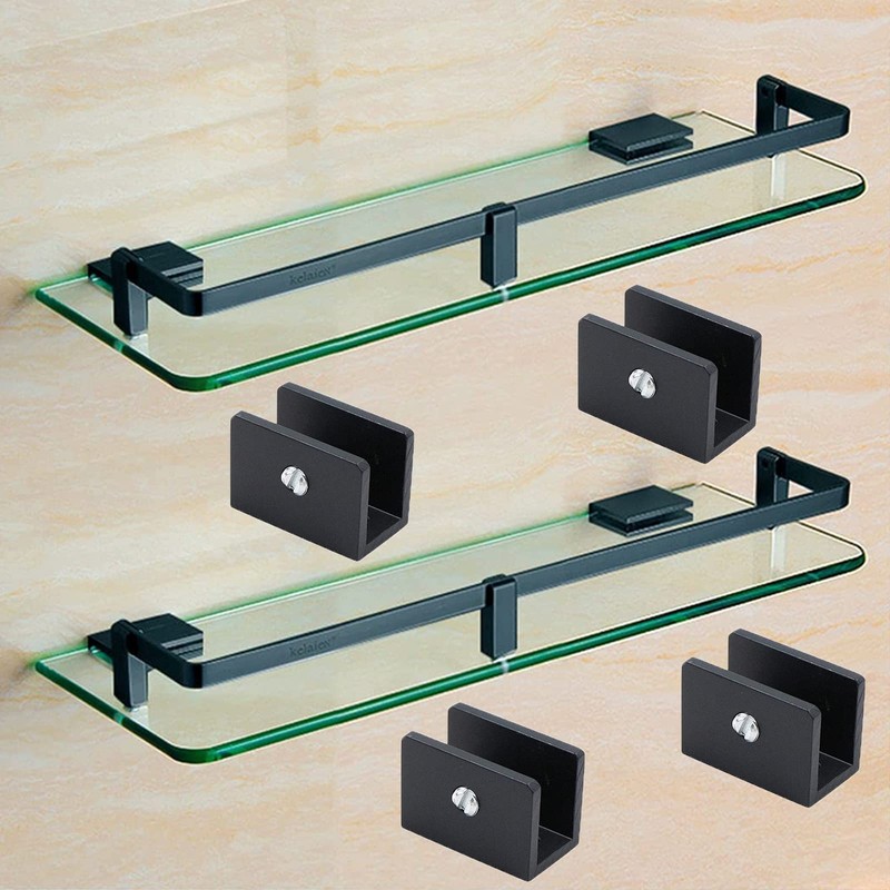 Pack of 12 Adjustable Glass Brackets, Aluminium Alloy Glass Clamp