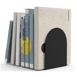 Lulonpon 4pcs Book Ends, Black Bookends, Non-Skid Book End, Metal Bookends for School Library and Desktop Organizer, Acrylic Book Ends for Book Shelves