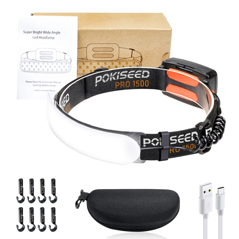 LED Headlamp Rechargeable, Super Bright 1500 Lumens 230° Wide Beam