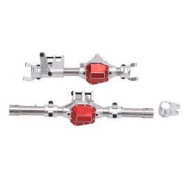 RC Car Front Rear Axle Silver Aluminium Alloy Stainless Steel Front Rear Axle Set for SCX10 PRO