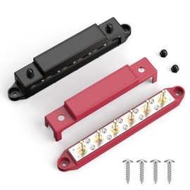 EOBJATU Bus Bar 6 x 3/8" Power Distribution Block 48V 250A 10 x #8 Screws, Battery Busbar Terminal Block for Automotive RV, Solar Wiring and Boat