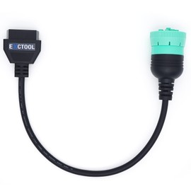 Exctool 9 Pin J1939 to 16 Pin OBD2 Adapter Cable for Heavy Duty Trucks and Commercial Vehicles with Green Type 2 J1939 Diagnostic Connector