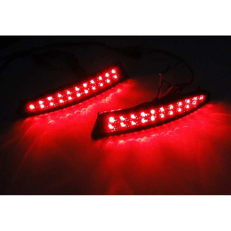 2x Red Lens Rear Bumper Reflector LED Tail Stop Brake