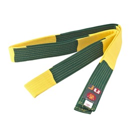 Ju-Sports BJJ Competition Martial Arts Belt, Yellow/Green, 4 cm Wide, BJJ Belt with Section for Intermediate Levels, Suitable for Children and Teenagers