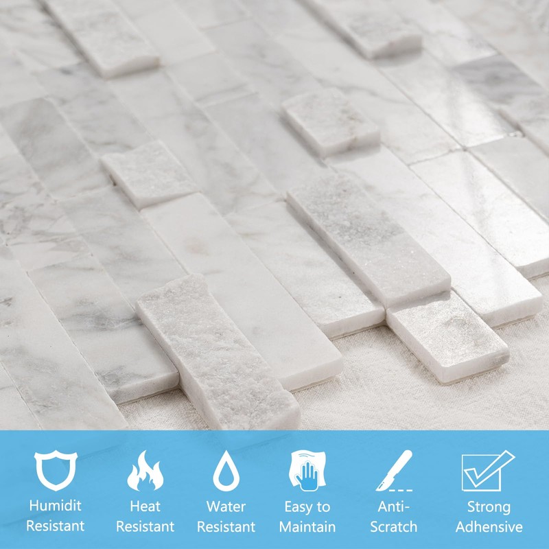 SODI MOSAIC Grout-Free Natural Stone Peel and Stick Backsplash -