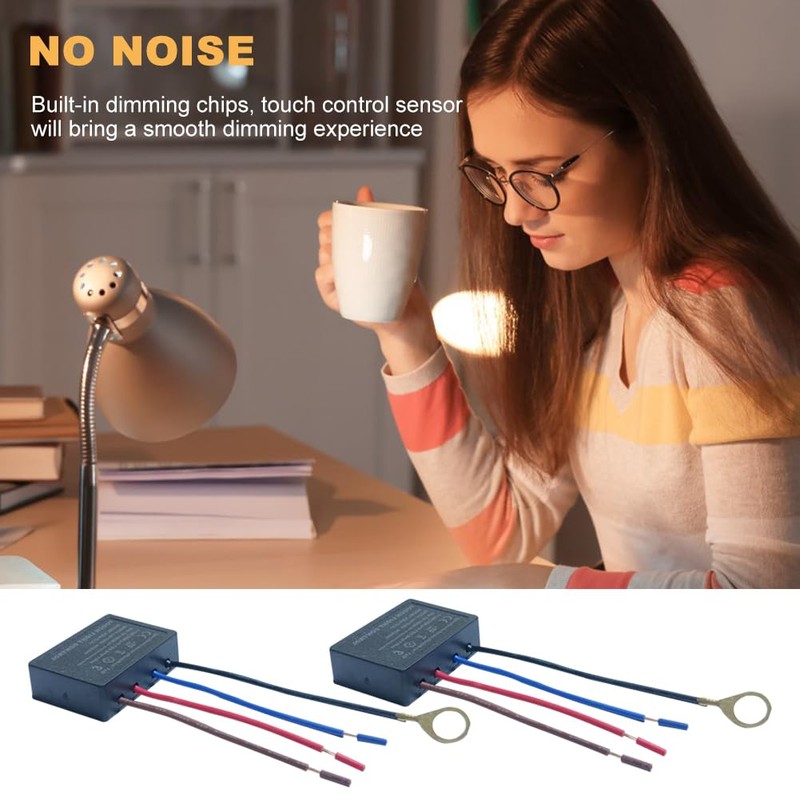3-Way Touch Sensor Dimmer Switch, 2 Pack Desk Lamp Sensor