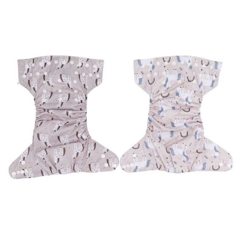 2pcs Baby Cloth Diapers Reusable Washable One Size Adjustable Stretchy
