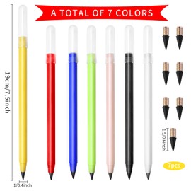 Ourdort Eternal Pencil, Pack of 6 Eternal Pencils, Portable Everlasting Pencil, Reusable Everlasting Pencil, Artist Drawings, Pencil with 6 Replacement Tips