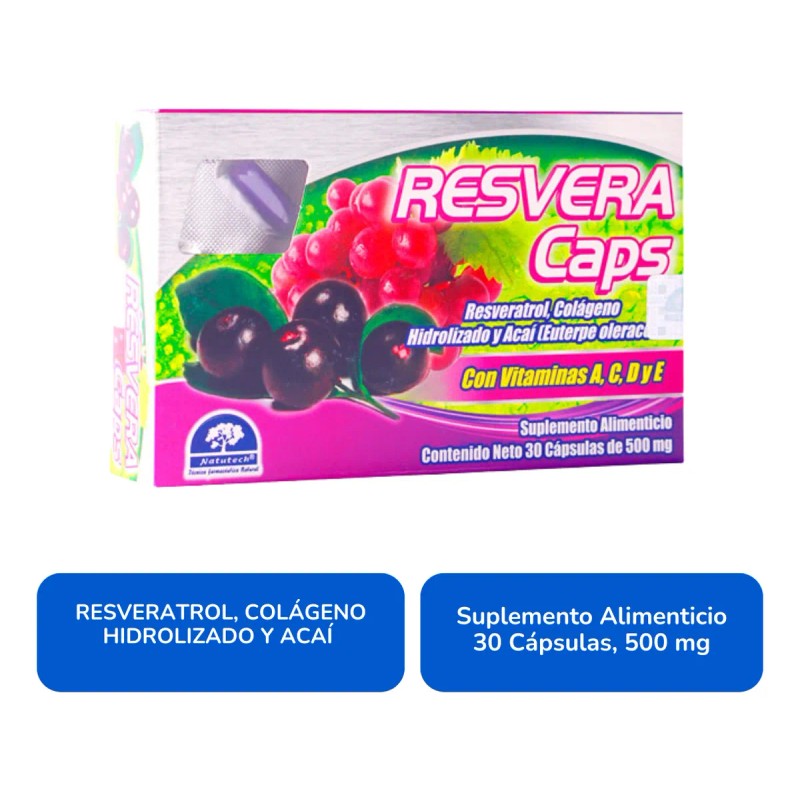Resvera Caps Caja Con 30 Cpsulas De 500 Mg Natutech