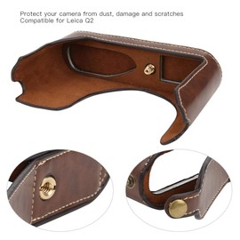 Mugast Camera Case Cover,PU Leather Half Body Shell Protector with Battery Compartment Opening and 1/4 Inch Screw for Leica Q2 Camera(Coffee)