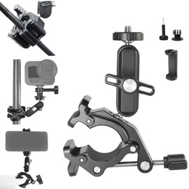 FIFIELD Super Clamp with 360°Dual Ballhead Magic Arm, Camera Phone Mount with 1/4" Thread, Light Clamp Umbrella Desk Studio Stand Holder Adapter for Tripod, Compatible with DJI 3, Insta360