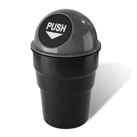 Moeput - Mini cubeta de basura para coche, bonito soporte para vasos, botes de basura para automóviles, papelera portátil con tapa, a prueba de fugas, para oficina, computadora, hogar, cocina (gris)