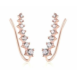 BocaGold 18k Rose Gold Plated Ear Climbers CZ Crawler Earrings