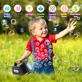 Panacare Portable Children's Bubble Machine, Automatic Bubble Machine, 10,000+ Bubbles/Min with Bubble Solution, Light, Children's Bubble Machine, Outdoor, Wedding/Party