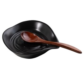 Karisky Spoon Rest for Stove Top, 5 Inch Ceramic Spoon Holder for Kitchen Counter, Cooking Spoon Holder for Utensils, Coffee Spoons, Spatula, Ladle, Tongs, Black