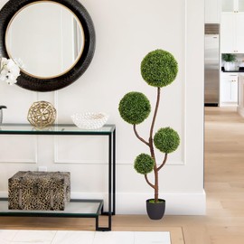 5ft Artificial Boxwood Topiary Ball Tree - Faux Greenery for Indoor & Outdoor Decor