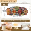 5-Pack Cloth Covers for Sourdough Starter Jars, Vintage Boho Mandala