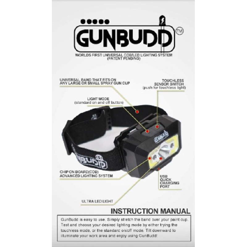 Atom Auto Paint Gun GunBudd® Universal Spray Gun Light COB/LED