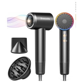 Breezelle Diffuser Hair Dryer Black Professional High-Speed Hair Blow Dryer