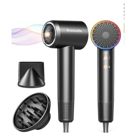 Breezelle Diffuser Hair Dryer Black Professional High-Speed Hair Blow Dryer