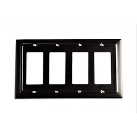 Monarch Abode 19160 Architectural Quad Rocker Wall Switch Plate, 4-Gang, Matte Black