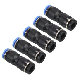 PATIKIL 5-Pack Reducer Pressure Connector Air Line Fitting Straight Connectors Pneumatic Quick Coupling 1/4 Inch to 6 mm Black & Blue