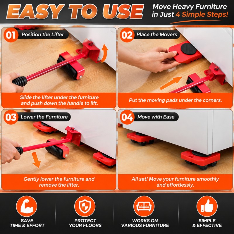 Furniture Moving Roller Set for Easy Furniture Relocation – ABS